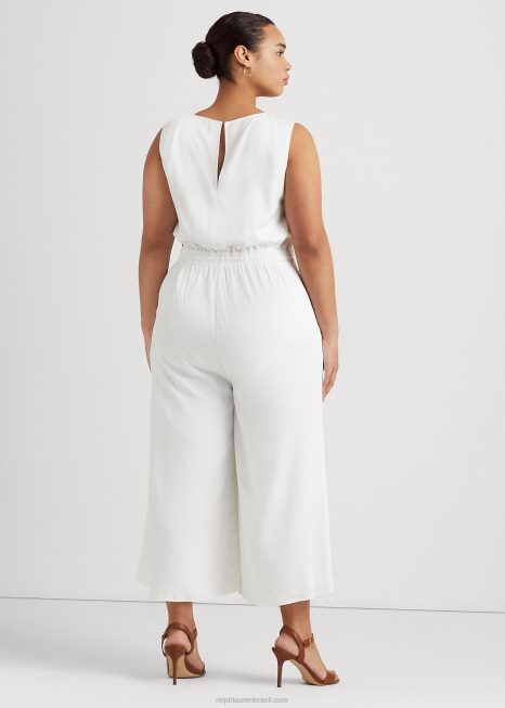 macacão sarja sem mangas BD6J4575 mulheres Ralph Lauren branco