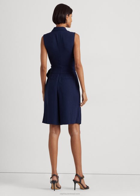 macacão sem mangas georgette com cinto BD6J9417 mulheres Ralph Lauren marinha refinada