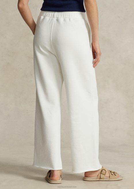 calça de moletom de lã com barra cortada BD6J3057 mulheres Ralph Lauren Deckwash branco