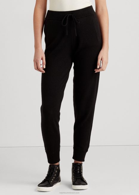 calça jogger de caxemira lavável BD6J9593 mulheres Ralph Lauren preto