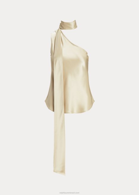 top de um ombro só com decote em cetim BD6J2978 mulheres Ralph Lauren primavera bege