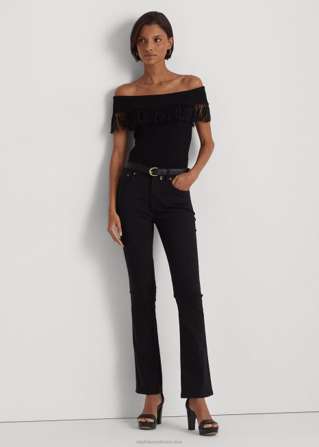 top ombro a ombro com franjas BD6J4361 mulheres Ralph Lauren preto