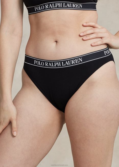 cueca de biquíni com logo repetido BD6J3377 mulheres Ralph Lauren ônix