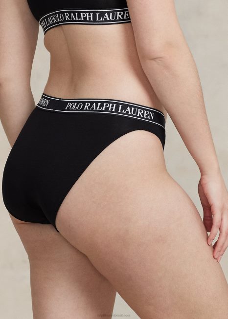 cueca de biquíni com logo repetido BD6J3377 mulheres Ralph Lauren ônix