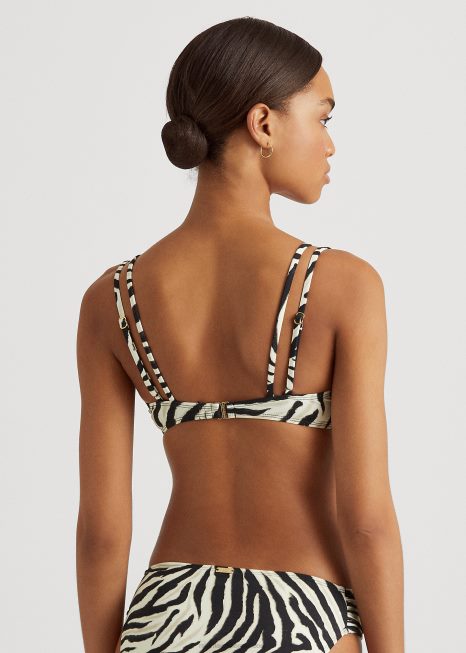Top de biquíni com estampa de zebra e alças duplas BD6J9592 mulheres Ralph Lauren zebra