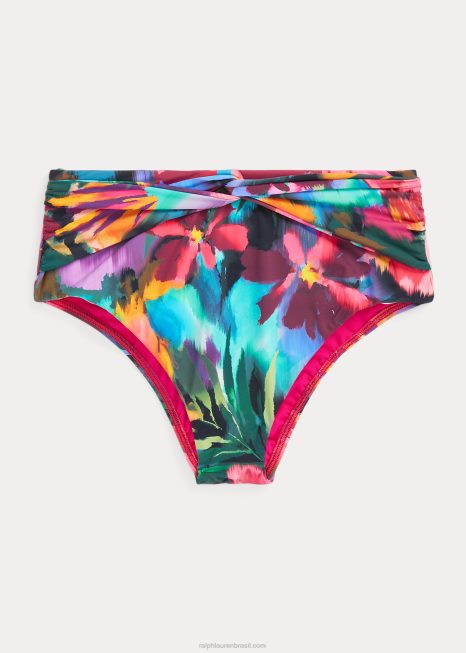calcinha de biquíni floral cintura alta BD6J9437 mulheres Ralph Lauren multi