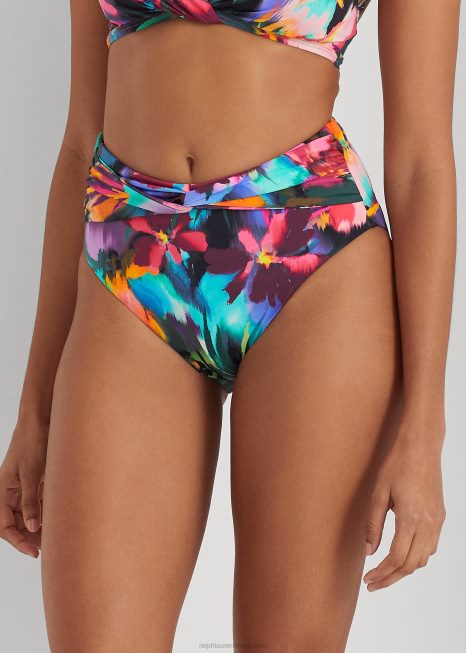 calcinha de biquíni floral cintura alta BD6J9437 mulheres Ralph Lauren multi