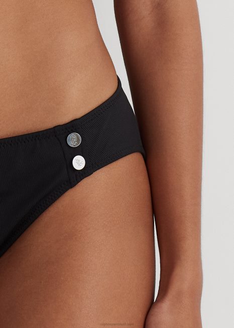parte de baixo de biquíni hipster com nervuras BD6J4194 mulheres Ralph Lauren preto