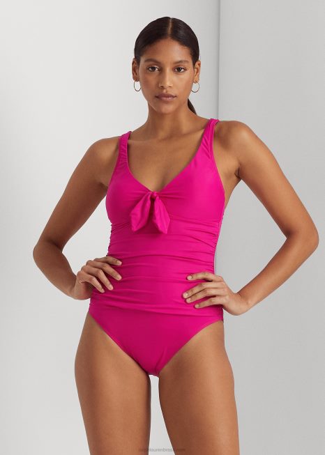 peça única com gola redonda e amarração frontal BD6J9435 mulheres Ralph Lauren orquídea