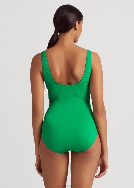 peça única franzida com anel frontal BD6J3821 mulheres Ralph Lauren cabana verde