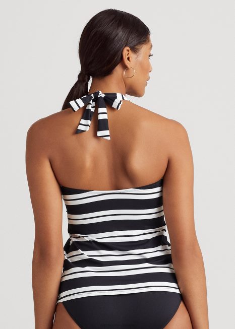 tanquíni cai-cai listrado BD6J4189 mulheres Ralph Lauren Preto branco