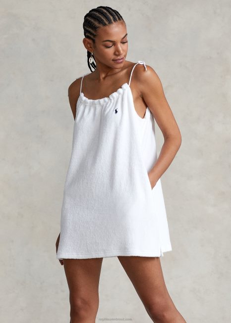 vestido felpudo ombro a ombro BD6J3290 mulheres Ralph Lauren branco
