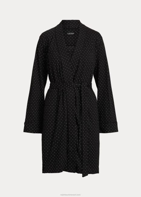 Conjunto de robe e chemise em jérsei de bolinhas BD6J4153 mulheres Ralph Lauren Ponto preto