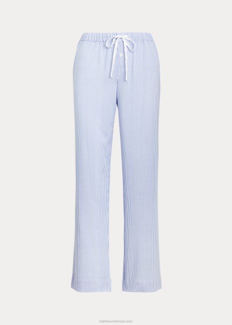 calça de pijama listrada BD6J4227 mulheres Ralph Lauren faixa azul