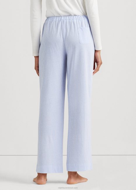 calça de pijama listrada BD6J4227 mulheres Ralph Lauren faixa azul