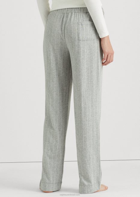 calça de pijama listrada BD6J4228 mulheres Ralph Lauren faixa cinza