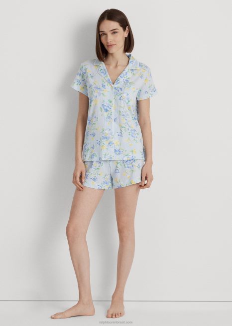 conjunto de dormir boxer de jérsei floral BD6J4131 mulheres Ralph Lauren romance azul