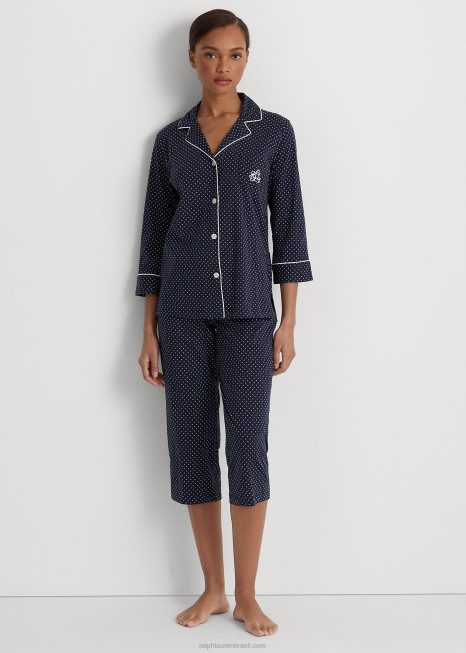 conjunto de dormir capri de algodão BD6J4242 mulheres Ralph Lauren marinha