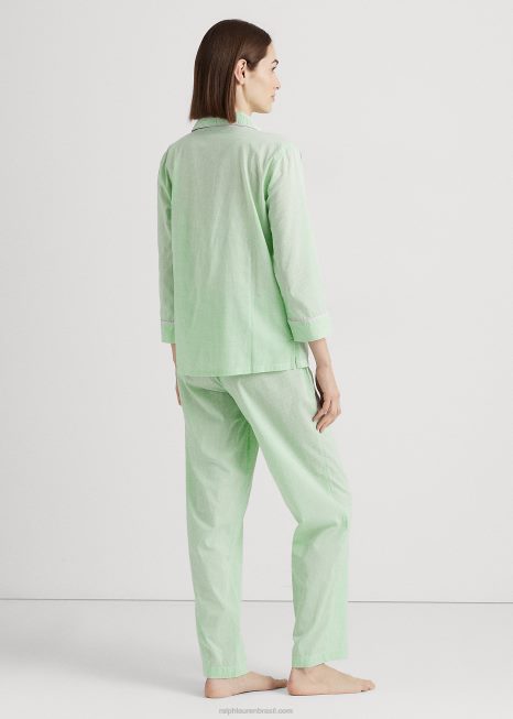 conjunto de dormir de gramado de mistura de algodão guingão BD6J4136 mulheres Ralph Lauren romance verde