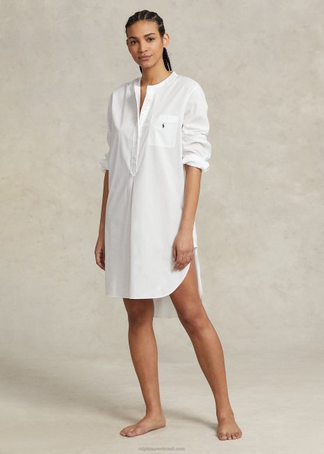 pijama de popeline BD6J3010 mulheres Ralph Lauren nuvem branca