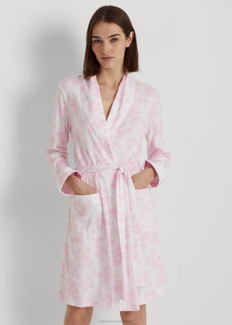 roupão com gola xale interlock floral BD6J9444 mulheres Ralph Lauren rosa floral
