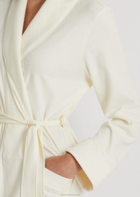 roupão de gola xale acolchoado BD6J4271 mulheres Ralph Lauren creme de pergaminho