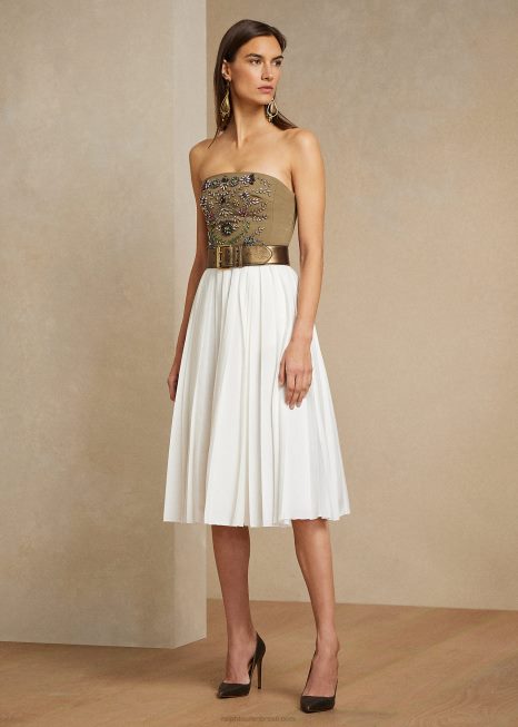 arnav saia plissada linho BD6J3593 mulheres Ralph Lauren off white
