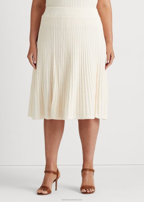 saia de tricot linho BD6J4608 mulheres Ralph Lauren creme de mascarpone