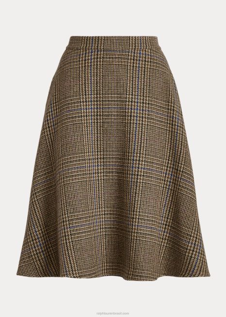 saia de tweed coleção the spelman BD6J3321 mulheres Ralph Lauren marrom multi