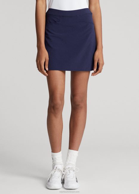saia elástica com pregas nas costas BD6J9395 mulheres Ralph Lauren marinha refinada