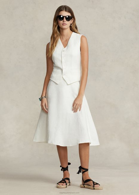 saia evasê de linho BD6J2931 mulheres Ralph Lauren nevis