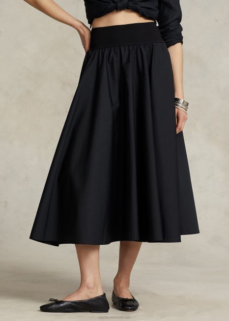 saia evasê franzida BD6J2961 mulheres Ralph Lauren preto