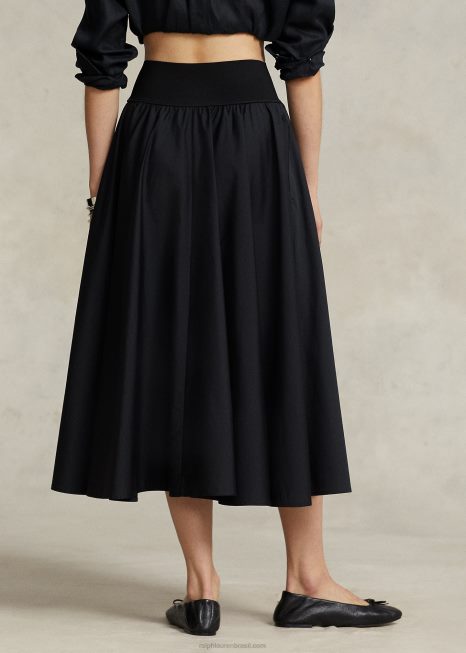 saia evasê franzida BD6J2961 mulheres Ralph Lauren preto