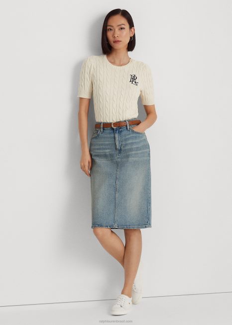 saia jeans BD6J4013 mulheres Ralph Lauren lavagem de riacho de sal
