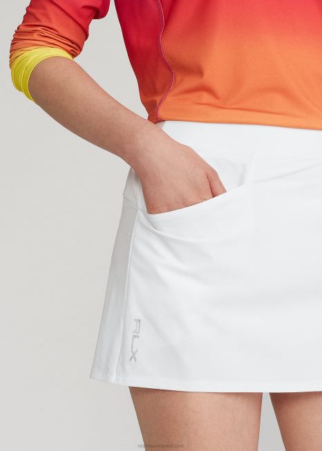 saia plissada com elasticidade em quatro direções BD6J3757 mulheres Ralph Lauren cerâmica branca