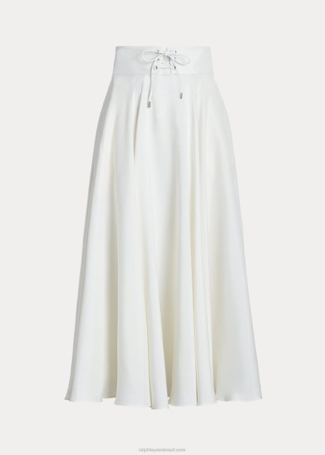 saia shantung de seda abberton BD6J3513 mulheres Ralph Lauren off white