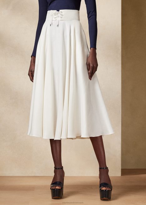 saia shantung de seda abberton BD6J3513 mulheres Ralph Lauren off white