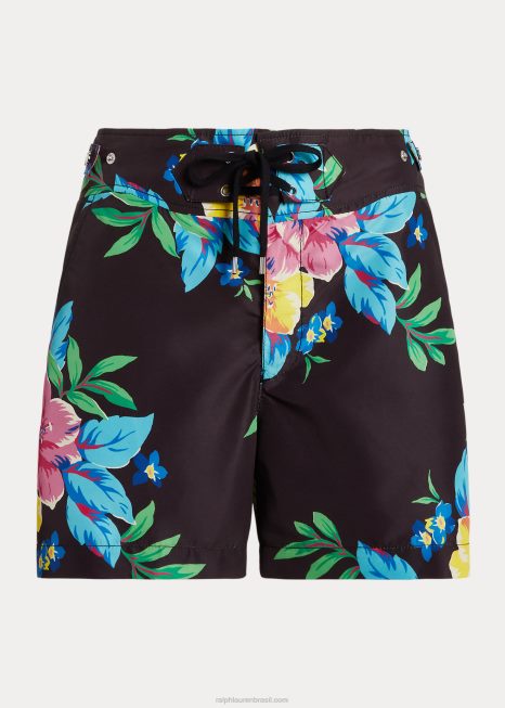 short frontal com renda floral BD6J9462 mulheres Ralph Lauren preto multi