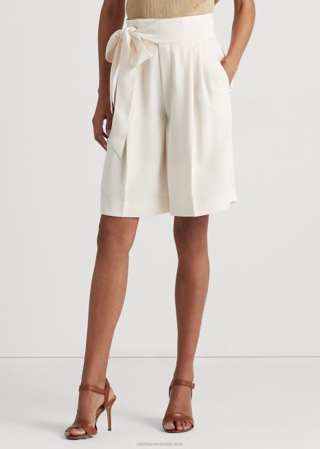 short largo em georgette plissado BD6J4029 mulheres Ralph Lauren creme de mascarpone