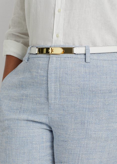 short linho BD6J4600 mulheres Ralph Lauren multi azul/creme