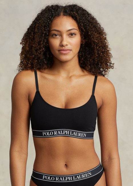 regata cropped com logo repetido BD6J3383 mulheres Ralph Lauren ônix