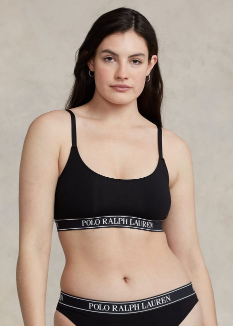 regata cropped com logo repetido BD6J3383 mulheres Ralph Lauren ônix
