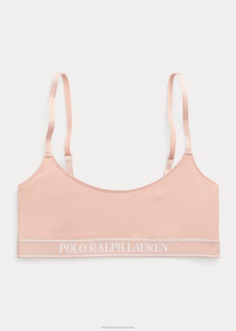 regata cropped com logo repetido BD6J3384 mulheres Ralph Lauren argila