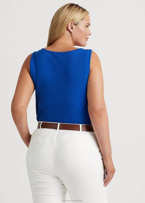 tanque de algodão elástico BD6J4523 mulheres Ralph Lauren saturno azul