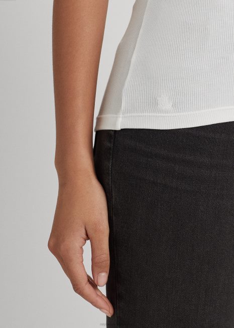 top de mistura de algodão BD6J3824 mulheres Ralph Lauren branco