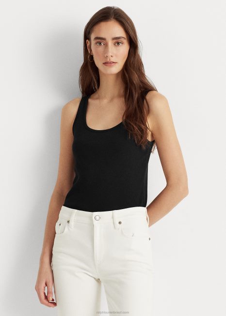 top de mistura de algodão BD6J3830 mulheres Ralph Lauren preto