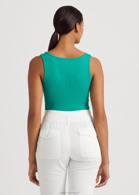 top de mistura de algodão BD6J4309 mulheres Ralph Lauren folha de palmeira