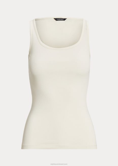 top de mistura de algodão BD6J4311 mulheres Ralph Lauren creme de mascarpone