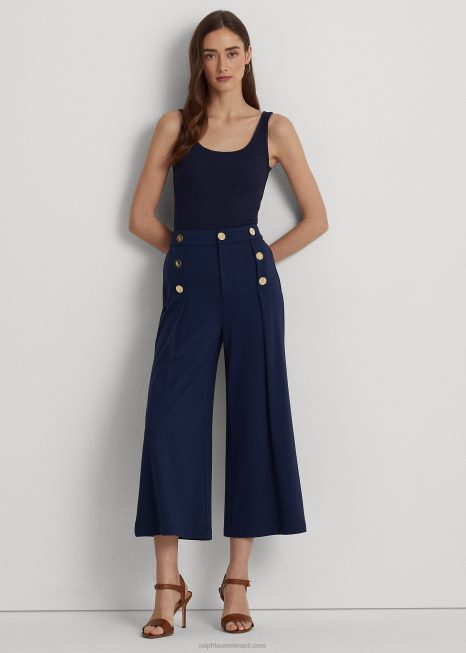 top de mistura de algodão BD6J4312 mulheres Ralph Lauren marinha refinada