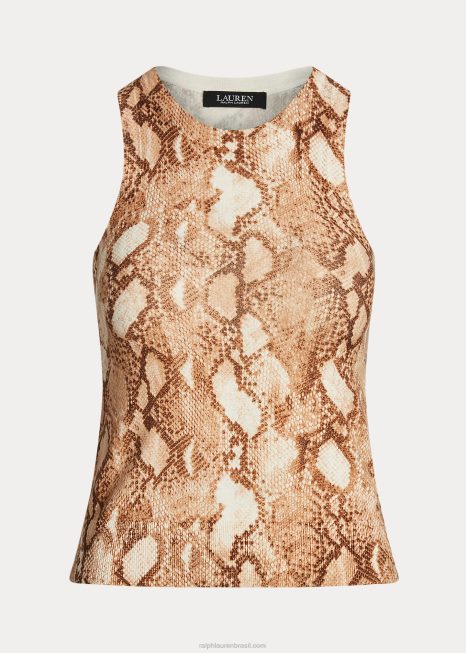 regata mescla de algodão com estampa pele de cobra BD6J9508 mulheres Ralph Lauren creme multi